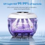 Upgraded Ultrasonic Retainer Cleaner Machine, 45kHz Ultrasonic Dentures Cleaner for Night Guards, Braces, Aligner, Toothbrush, Jewelry and More, 4 UV Lights, 200ML Capacity, White