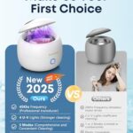 BEESHOP Ultrasonic Retainer Cleaner – 45kHz Retainer Cleaner Machine for Dentures, Mouth Guards, Night Guard, Braces, Aligner, Jewelry, 3 Modes Denture Cleaner & 200ML Dental Cleaning Pod (White)