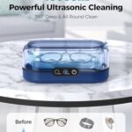 Miorcols Ultrasonic Cleaner Jewelry, New 48000Hz Jewelry Cleaner Ultrasonic Machine with Dual Cleaning Modes, Suit for Eyeglasses, Rings, Retainer, Dentures,Watch Strap etc. (Dark Blue)