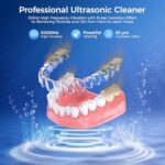 TEBAL Ultrasonic Retainer Cleaner Machine, 52kHz Ultrasonic Denture Cleaner for Night Guards, Braces, Aligner, Toothbrush, Jewelry and More, Dental Cleaning Pod with Digital Timer & 250ML, White