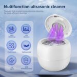 Wireless Ultrasonic Retainer Cleaner Machine 48kHz 210ML Ultrasonic Cleaner, Dental Cleaning Pod with 6 UV Lamps, Digital Timer, 4 Modes, UV Cleaner for Dentures, Aligners, Braces, Jewelry