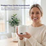 ELFOIS Premium Ultrasonic Retainer Cleaner Machine with UV — 45kHz Durable Dental Pod, 4 Cleaning Modes, Detachable Design for Invisalign, Aligners, Night Guards, Mouth Guards and Dentures