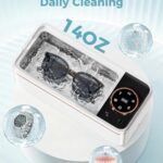 Ultrasonic Jewelry Cleaner, 50KHz Professional Ultrasonic Cleaner with Display, 304 Stainless Steel 14OZ Large-Capacity Washing Chamber for Necklaces, Eyeglasses, Dentures (Includes Storage Bag)