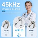 Ultrasonic Jewelry Cleaner Machine, 45kHz Sonic Cleaner for Rings, Glasses, Braces, 550ml Stainless Steel Tank with 2x100ml Cleaning Solution, 5 Timer & 3 Power for Home, Jewelry Store, Dental Care