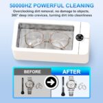 Ultrasonic Cleaner, 50kHz Ultrasonic Jewelry Cleaner Machine, 17oz Silver Jewelry Cleaner for Rings, Necklaces, Earrings, Glasses, Retainers, Dentures, Watch Straps, 3 Timer Modes