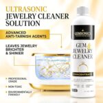 Gemsonics Ultrasonic Jewelry Cleaner Solution (8oz) Ultimate Cleaner Solution for Gold, Silver, Platinum & Diamonds | Compatible with Ultrasonic Machine – Non-Toxic, Non-Abrasive, Planet Friendly