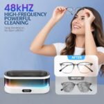 Ultrasonic Jewelry Cleaner 48KHz with RGB Lights for Eyeglasses, Rings, Watches, Dentures, 350ML 304 Stainless Steel Tank, Dual Modes Professional Sonic Cleaner Gift for Wife,Mom,Daughter
