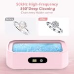 PKBD 2026 Upgrade Large Capacity Ultrasonic Cleaner, 50kHz Ultrasonic Cleaner Machine with 5 Modes Timer for Glasses Jewelry Dentures-304 Stainless Steel Tank, Pink